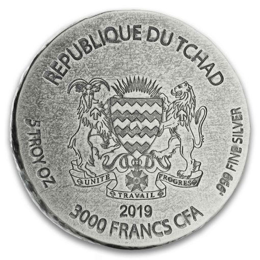2019 (New) Sphinx of Hatshepsut Antique Proof Chad Africa 5 oz Silver Coin - Image 2