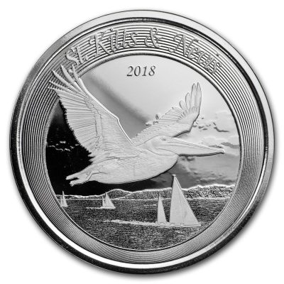 2018年 (新品) セントキッツ＆ネイビス「ペリカン・伽藍鳥」純銀 1オンス 銀貨