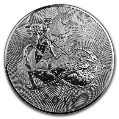 2018年 (新品) イギリス「セント ジョージ・龍」純銀 10オンス 銀貨