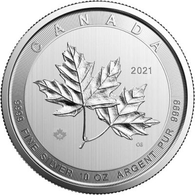 2021年 (新品) カナダ「メイプルリーフ」純銀 10オンス 銀貨