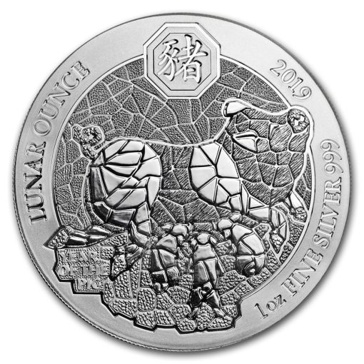 2019 (New) Rwanda Year of the Pig Lunar 1 oz 99.9% Pure Silver Coin