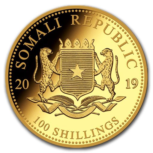 2019 (New) Somalia 1/10 oz Elephant 24K Gold Coin - Image 2