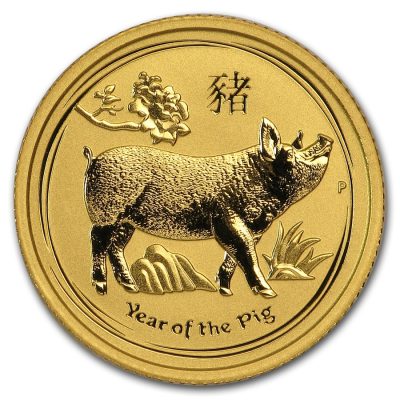 2019 (New) Australia Year of the Pig Lunar Gold 1/10 oz Coin