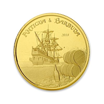 2018年 (新品) アンティグア & バーブーダ「 パイレーツ・海賊船・ラム酒 」純金 1オンス 金貨