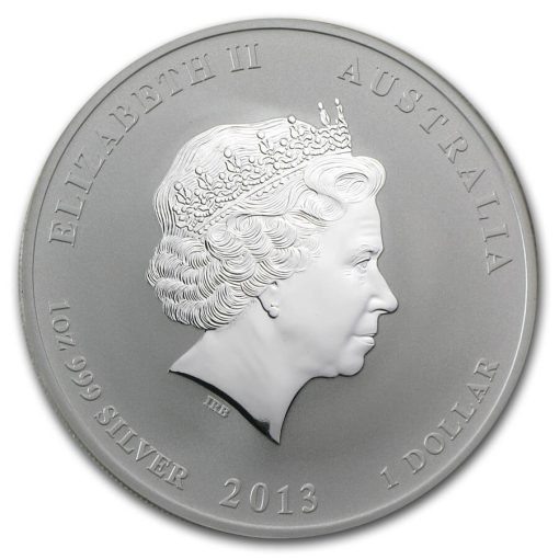 2013年 (新品) オーストラリア「干支 十二支・巳年 蛇」純銀 1オンス 銀貨 - 画像 (2)