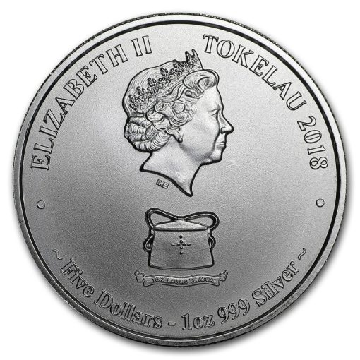 2018 (New) Tokelau $5 Leopard Shark 1 oz Silver Coin - Image 2
