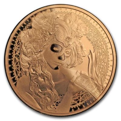 2017年 (新品)「ドル・死者の日・お祝い日」純銅 赤金 1常衡オンス メダル