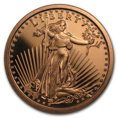 (新品) アメリカ「セント・ゴーデンス」純銅 赤金 1常衡オンス メダル