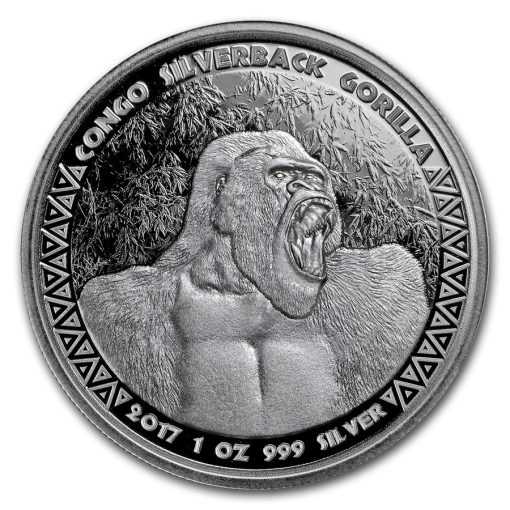 2017年 (新品) コンゴ「シルバーバック ゴリラ」純銀 1オンス 銀貨