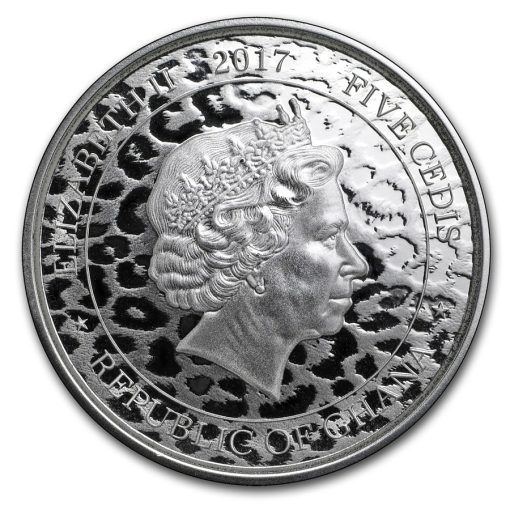 2017 (New) Republic of Ghana 5 Cedi 1 oz Silver African Leopard 31.1 Silver Coin - Image 2