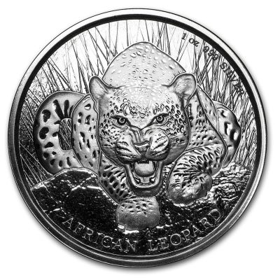 2017 (New) Republic of Ghana 5 Cedi 1 oz Silver African Leopard 31.1 Silver Coin