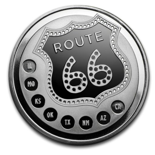 (New) 1 oz Silver America Route 66 Highway  .999 Silver 31.1g Round - Image 2