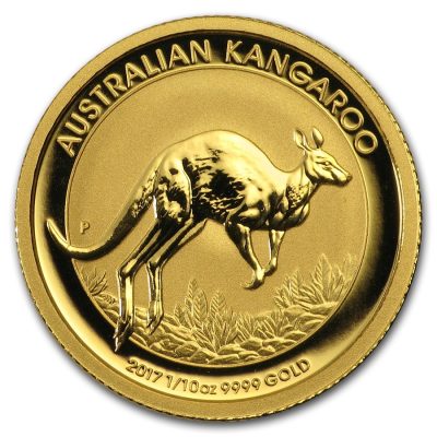 2017 (New) Australia Kangaroo 24K 1/10 oz Gold Coin in Capsule