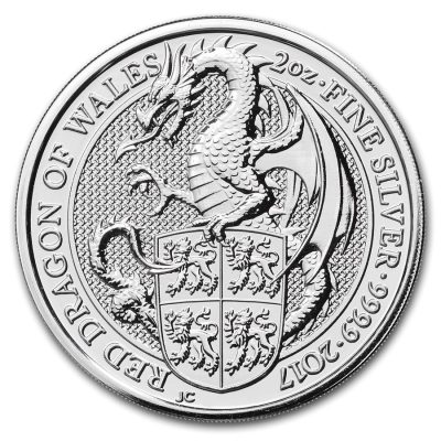 2017 (New) England Dragon Queens Beast £5 Silver Coin 2 oz