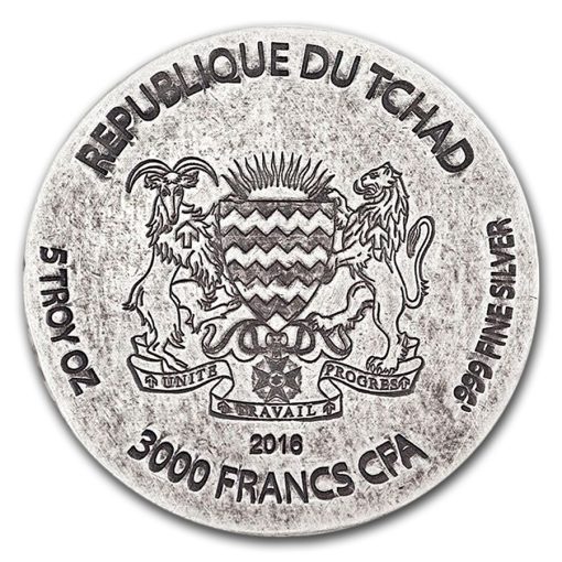 2016 (New) King Tut Antique Proof Chad Africa 5 oz Silver Coin - Image 2