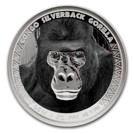 2016 (New) Africa Congo Silverback Gorilla 1 oz 31.1 Silver Coin Color Proof - Image 2