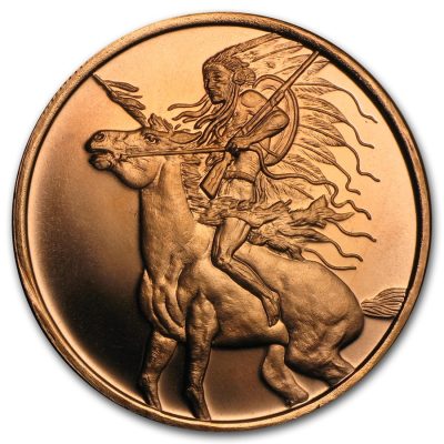 (New) U.S.A. 1 oz Indian on Horse Copper Medal .999 Round