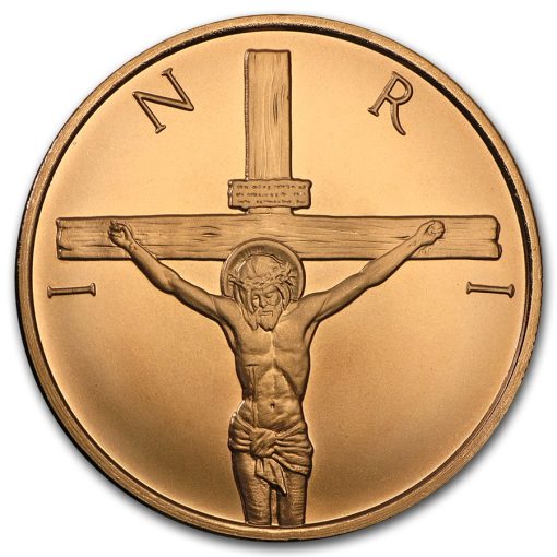 (New) Crucifixion Jesus Christ 1oz  Copper Medallion .999 Round