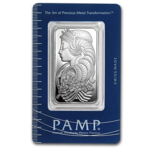 (New) 1 oz Silver Pamp Swiss FORTUNA Bar .999 in Assay Card