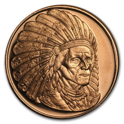 (New) U.S.A. 1 oz Indian Chief Sitting Bull Copper Medal .999 Round