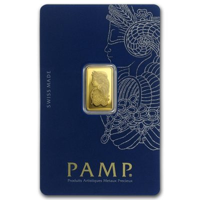 (New) 2.5 gram Pamp Swiss 24K Gold Bar .9999 in Assay Card