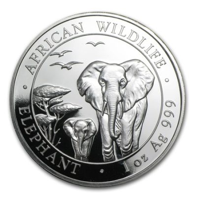 2015年 (新品)ソマリア「アフリカ ワイルドライフ・ゾウ」純銀 1 オンス 銀貨