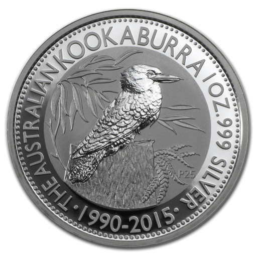 2015年 (新品) オーストラリア「クッカバラ・ワライカワセミ 25周年」純銀 1オンス 銀貨