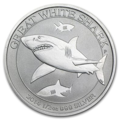 2014 (New) Australian Great White Shark Perth Mint 1/2 oz Silver Coin