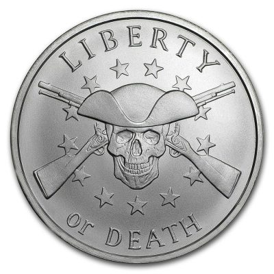 (New) USA「Liberty or Death」Skull & Rifle 1 oz .999 Silver Medal