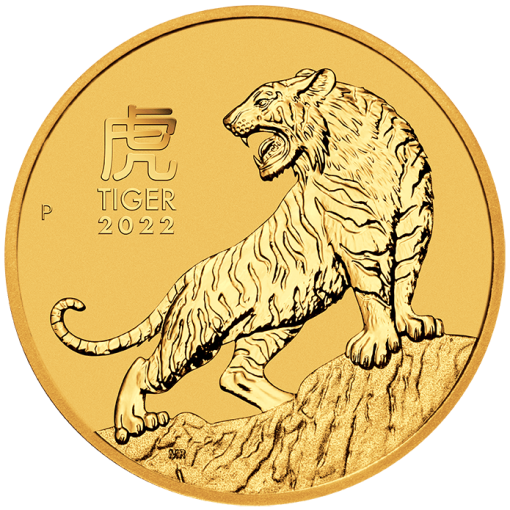 2022 (New) Australia Gold Lunar Year of Tiger 24K 1/10 oz Gold Coin