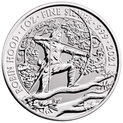 2021 (New) Great Britain Robin Hood 1 oz 99.9% Pure Silver Coin