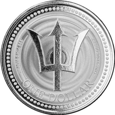 2021 (New) Barbados Trident 1 oz 31.1 gram .999 Silver Coin