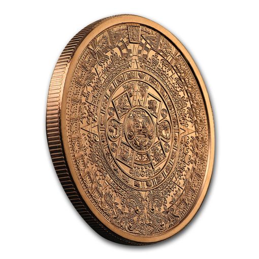 (New) 1 oz Aztec Calendar Round Medallion Copper .999 Coin - Image 3