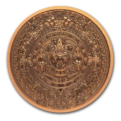 (New) 1 oz Aztec Calendar Round Medallion Copper .999 Coin