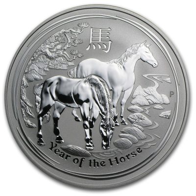 2014年 (新品) オーストラリア「干支 十二支・午年 馬年」純銀 1 オンス 銀貨