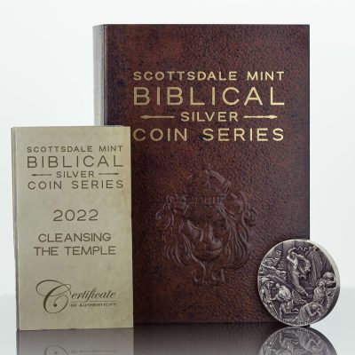 2022年 (新品) ニウエ「聖書シリーズ・宮清め」純銀 2オンス アンティーク 銀貨