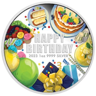 2023 (New) Australian Happy Birthday Silver 1 oz Color Proof Coin