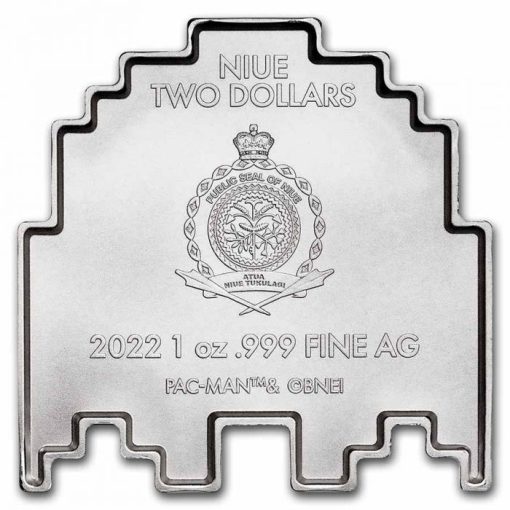 2022年 (新品) ニウエ「パックマン ゴースト型・スタッカー」純銀 1オンス 銀貨 - 画像 (2)