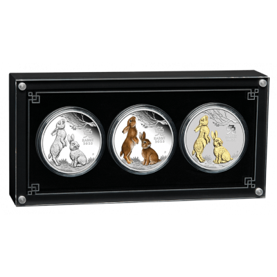 2023 (New) Australian Year of the Rabbit Lunar Silver 1 oz Coin【3 Coin Set】