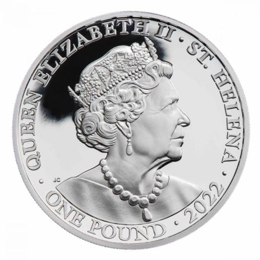 2022年 (新品) セントヘレナ「女王の美徳・正義」純銀 1オンス プルーフ 銀貨 - 画像 (3)