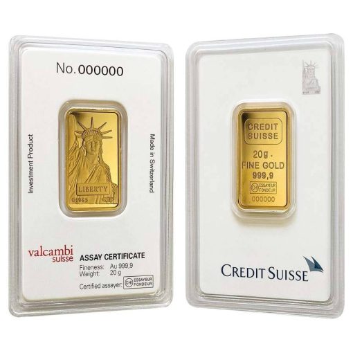 【3日以内に発送】(新品) クレジット スイス「自由の女神」純金 20グラム バー