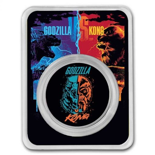 2021 (New) Niue Godzilla Vs Kong "Face-off" Silver 1 oz Colorized Coin