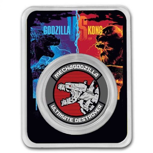 2021 (New) Niue Godzilla Vs Kong "Mechagodzilla" Silver 1 oz Colorized Coin