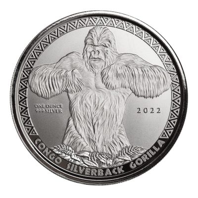 2022 (New) Congo Silverback Gorilla Silver 1 oz Coin