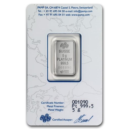 【3 Day Ship】(New) 5 gram Pamp Swiss .9995 in Assay Platinum Bar - Image 2