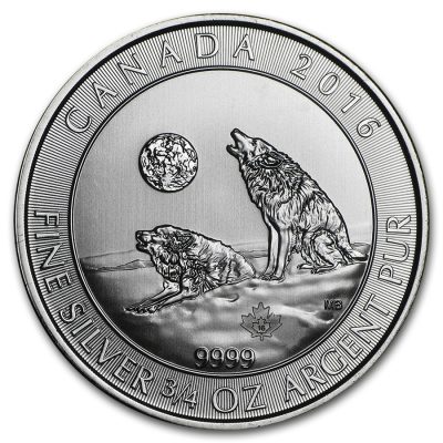 2016年 (新品) カナダ「オオカミ・ウルフ」純銀 3/4オンス 銀貨