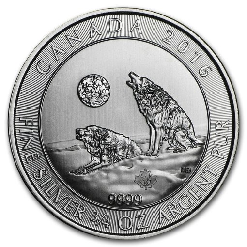 2016年 (新品) カナダ「オオカミ・ウルフ」純銀 3/4オンス 銀貨