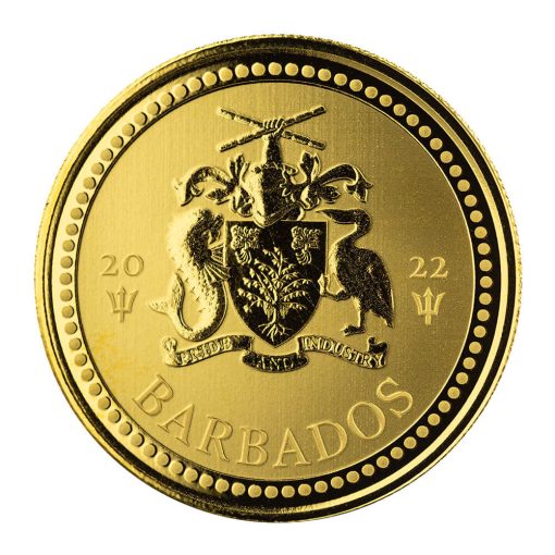 2022年 (新品) バルバドス「三つ叉のほこ・トライデント」純金 1オンス 金貨 - 画像 (2)