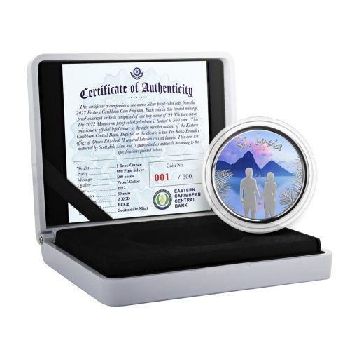 2022 (New) Saint Lucia Couple Silver 1 oz Color Proof Coin - Image 4