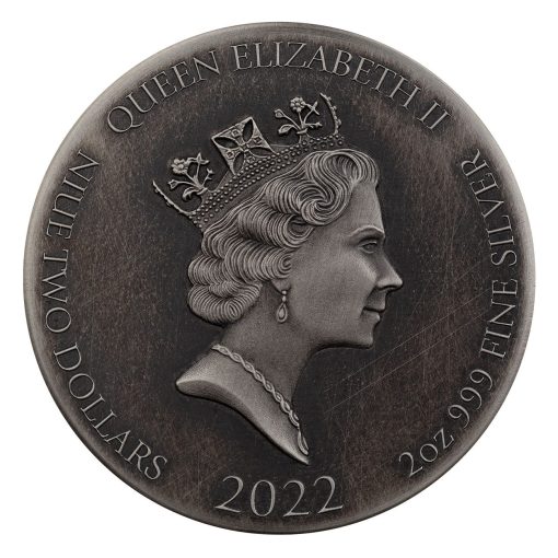 2022年 (新品) ニウエ「聖書シリーズ・大洪水」純銀 2オンス アンティーク 銀貨 - 画像 (2)